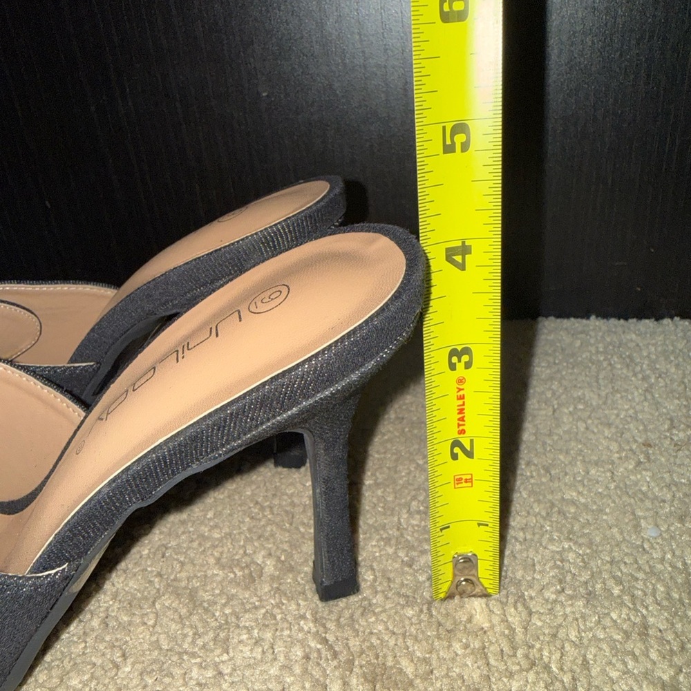 UniLady Black Lace-Up Mule Heels Pointed Toe Kitten Heel Size 9 - Picture 6 of 7